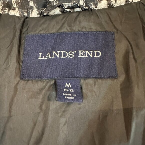 Land's End Black and White Dragon Tooth Down Filled Puffer jacket, size M, 10-12 - Picture 6 of 9